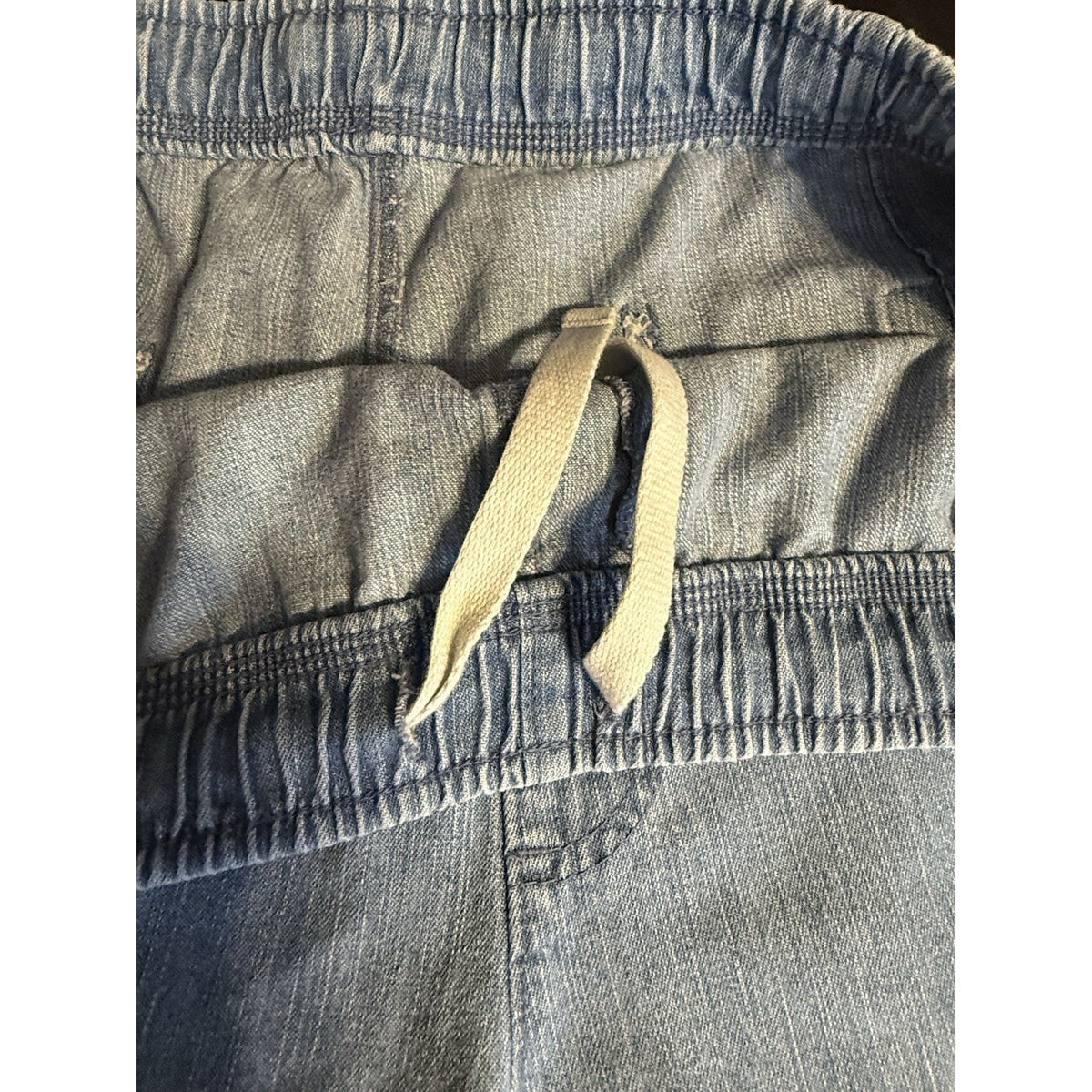 George Pull On Denim Shorts Womens XL Lt Wash Elastic Waist/Draw String Casual