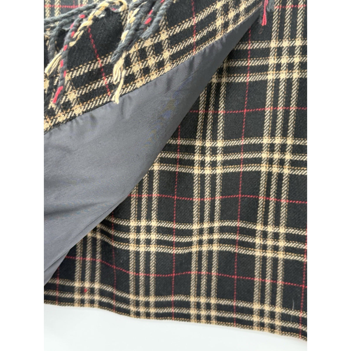 Sag Harbor Petite Plaid Wrap Skirt Wool Blend Fringe Size 14 Classic