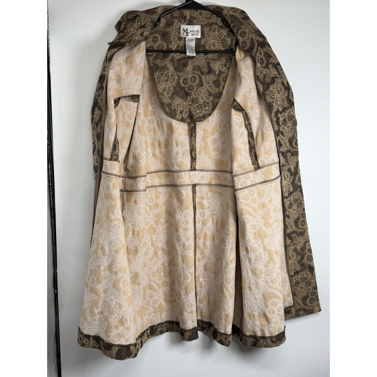 Maggie Sweet Jacket Petite XL Brown Floral Tapestry Blazer Vintage Style