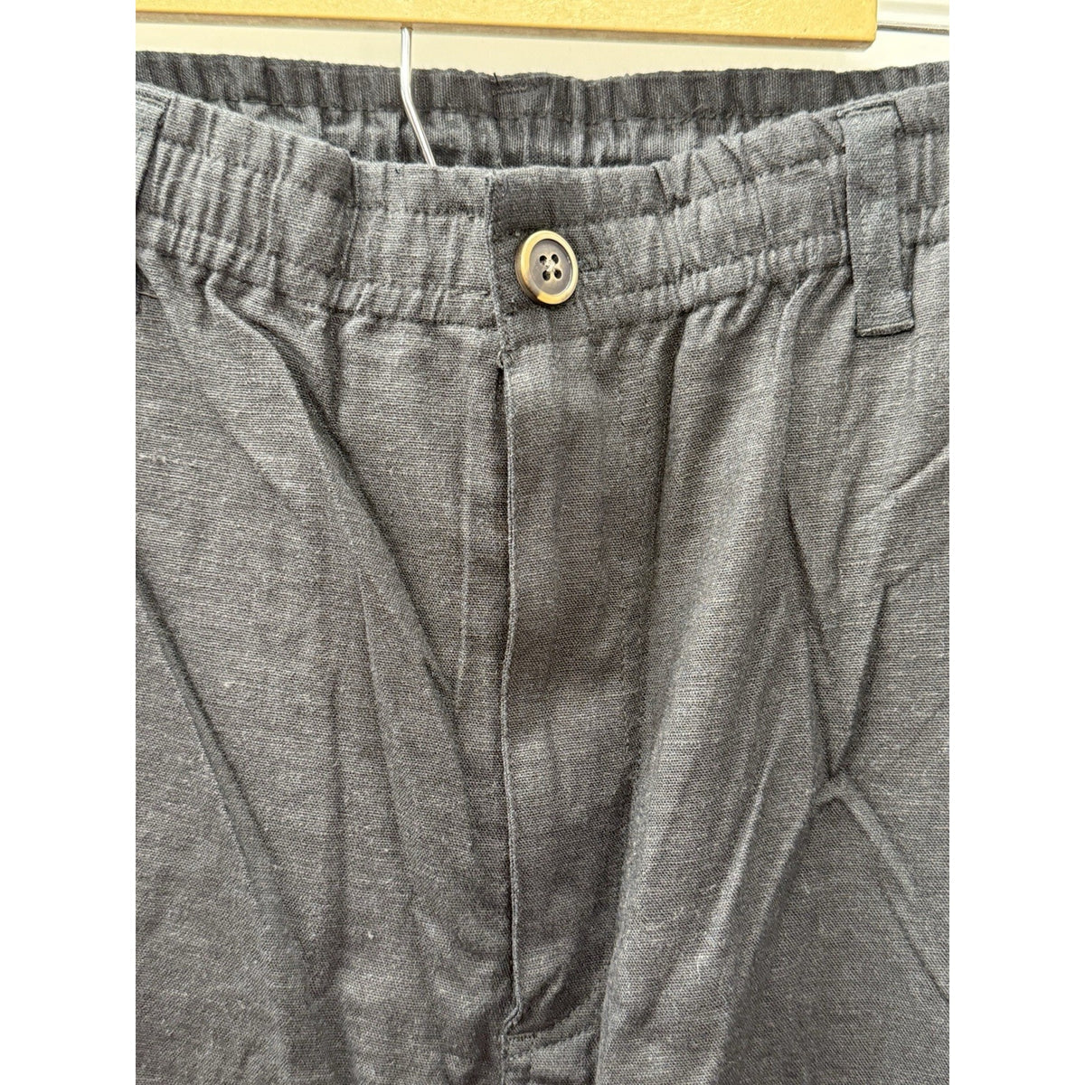 28 Palms Men’s Linen Blend Pants XXL 30 Black Elastic Waist Straight Casual