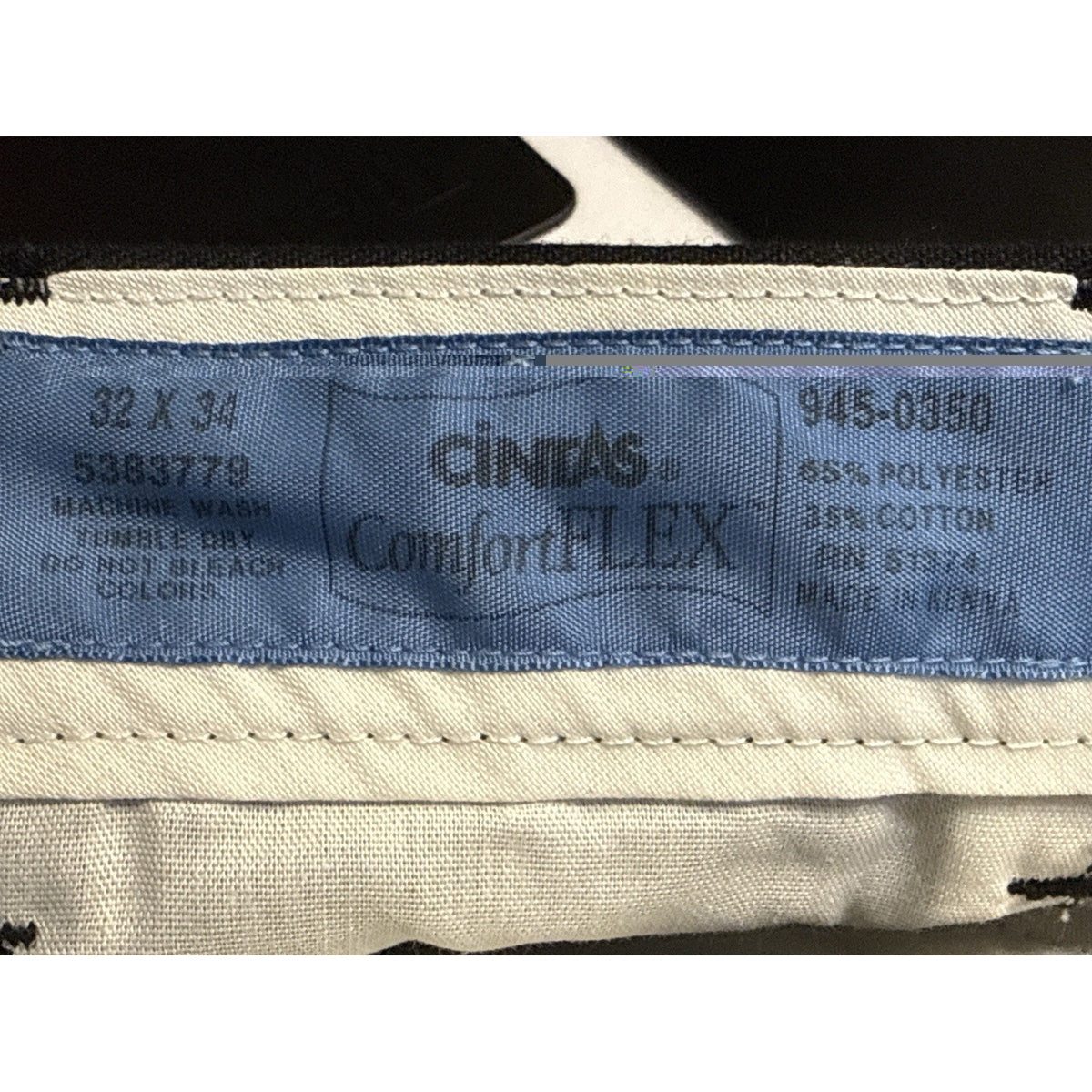 Cintas Comfort Flex Black Work Pants Mens 32x34 Straight Leg Uniform Career