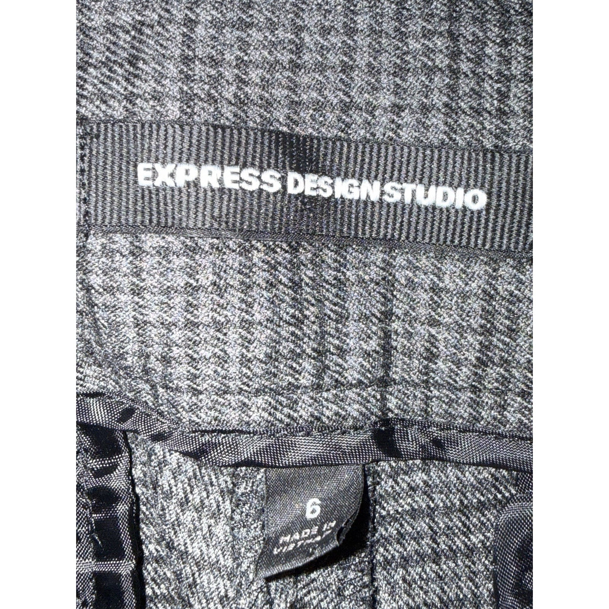 Express Design Studio Pants Women 6 Gray Check Cropped Wide Leg