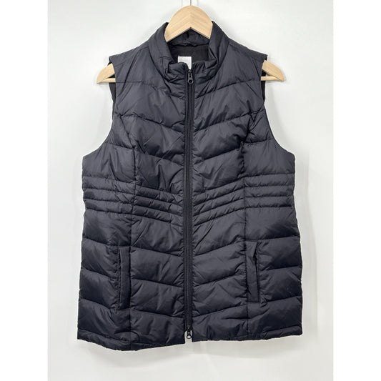 J Jill Down Puffer Vest Petite Medium Black Quilted Zip Front Women’s Jacket