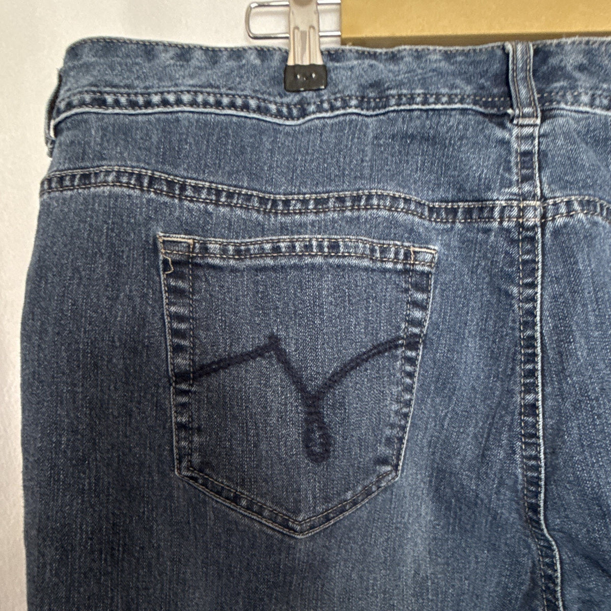 Just My Size JMS Women 24W Plus Blue Medium Wash Crop Jeans Stretch Straight