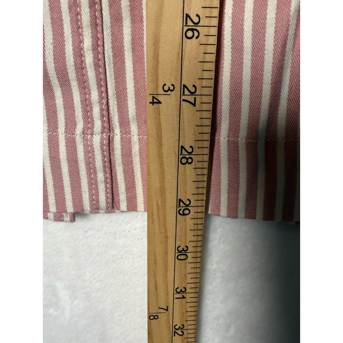 Talbots Petite Skirt 16P NWT Pink White Stripe Button Front Cotton Blend A Line