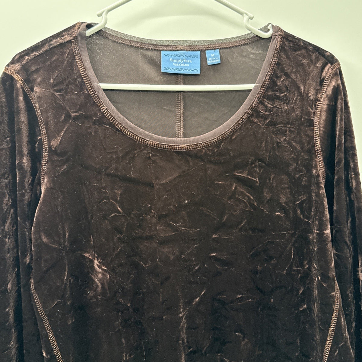 Simply Vera Wang Brown Velvet Long Sleeve Tunic-Size Medium-Soft-Washable
