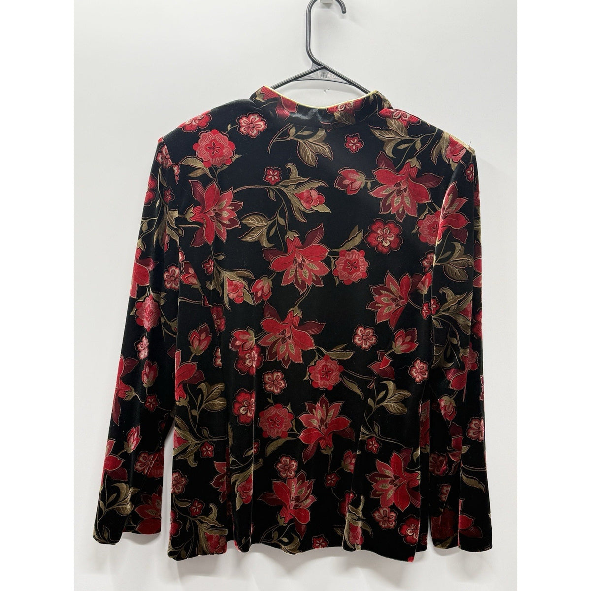 After Dark Velvet Floral Jacket Womens 16 Black Red Gold Holiday Evening Vintage