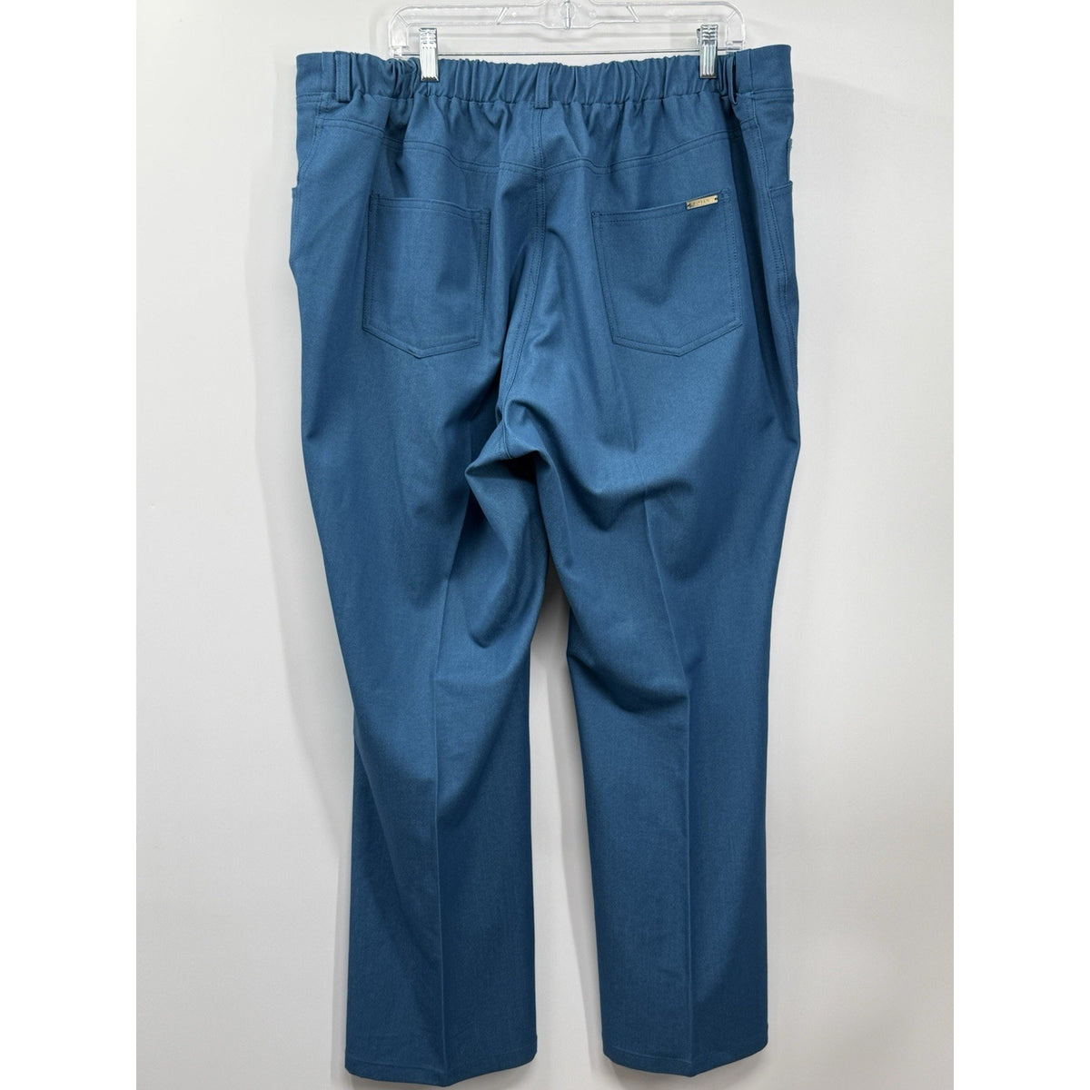 IMAN Pull On Pants Women 2X Short Blue Stretch Elastic Waist Slim Leg