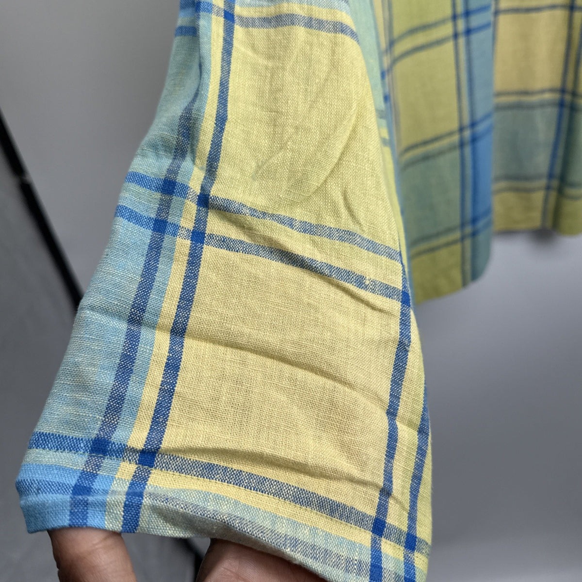 JM Collection Plaid Button Up Shirt Women Size 12 Multicolor Linen Blend