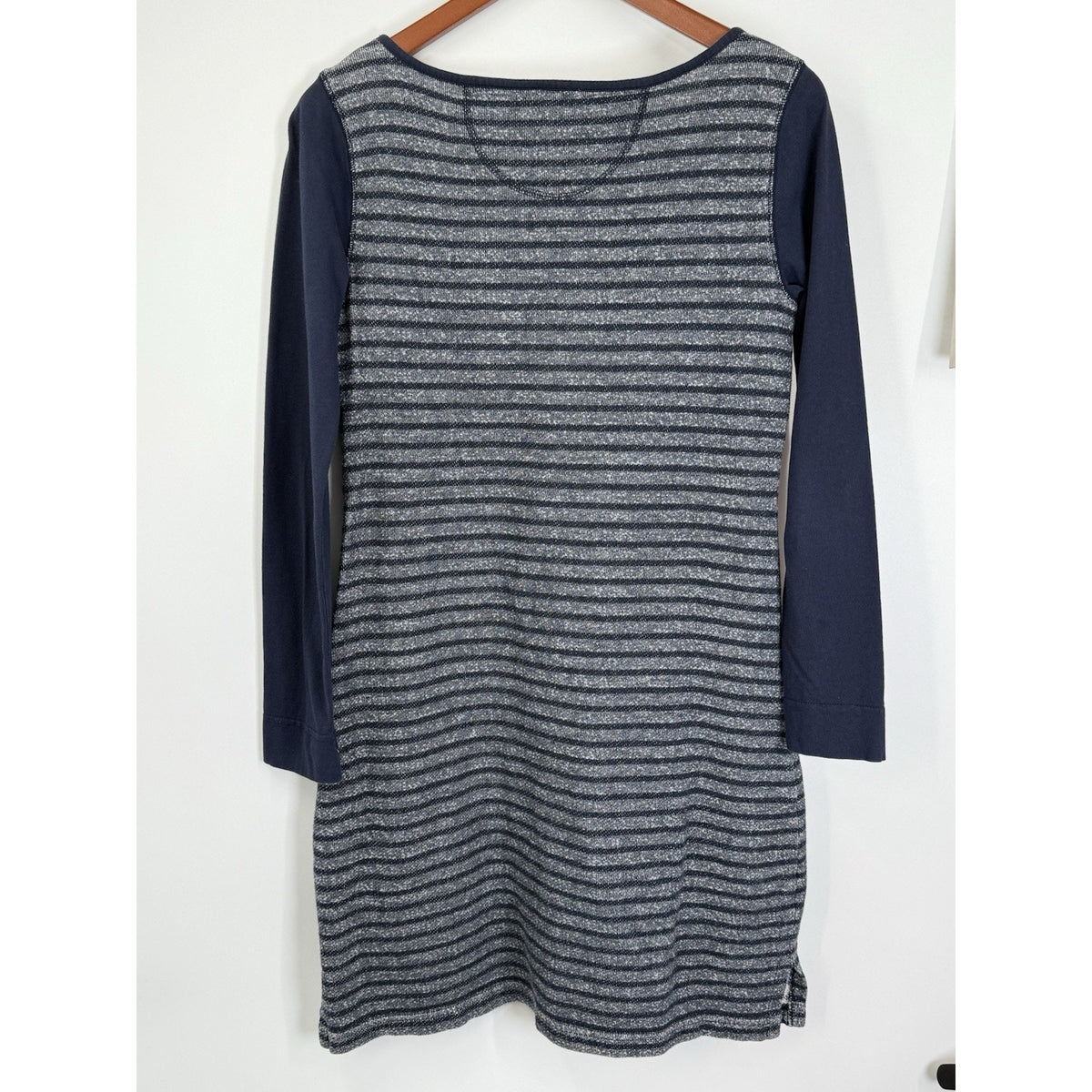 Talbots Striped Knit Dress Navy Gray Long Sleeve Stretch Casual Tunic Women’s S