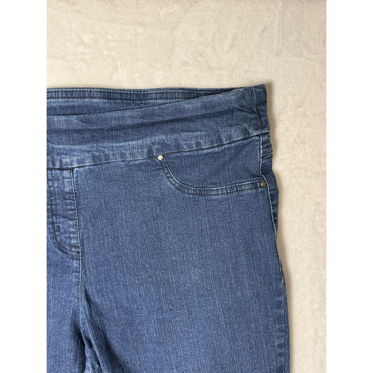 Ruby Rd Womens Jeans Size 12 Pull On Stretch Straight Leg Blue Denim 29 Inseam