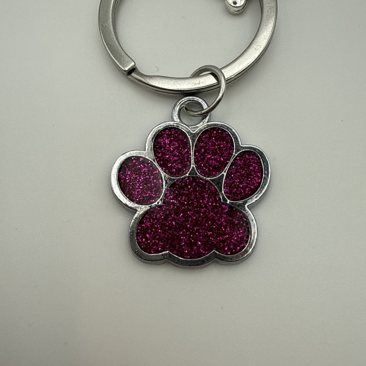 Boysenberry Glitter Paw Dog Keychain Purse Charm Sparkle Paw Print Gift