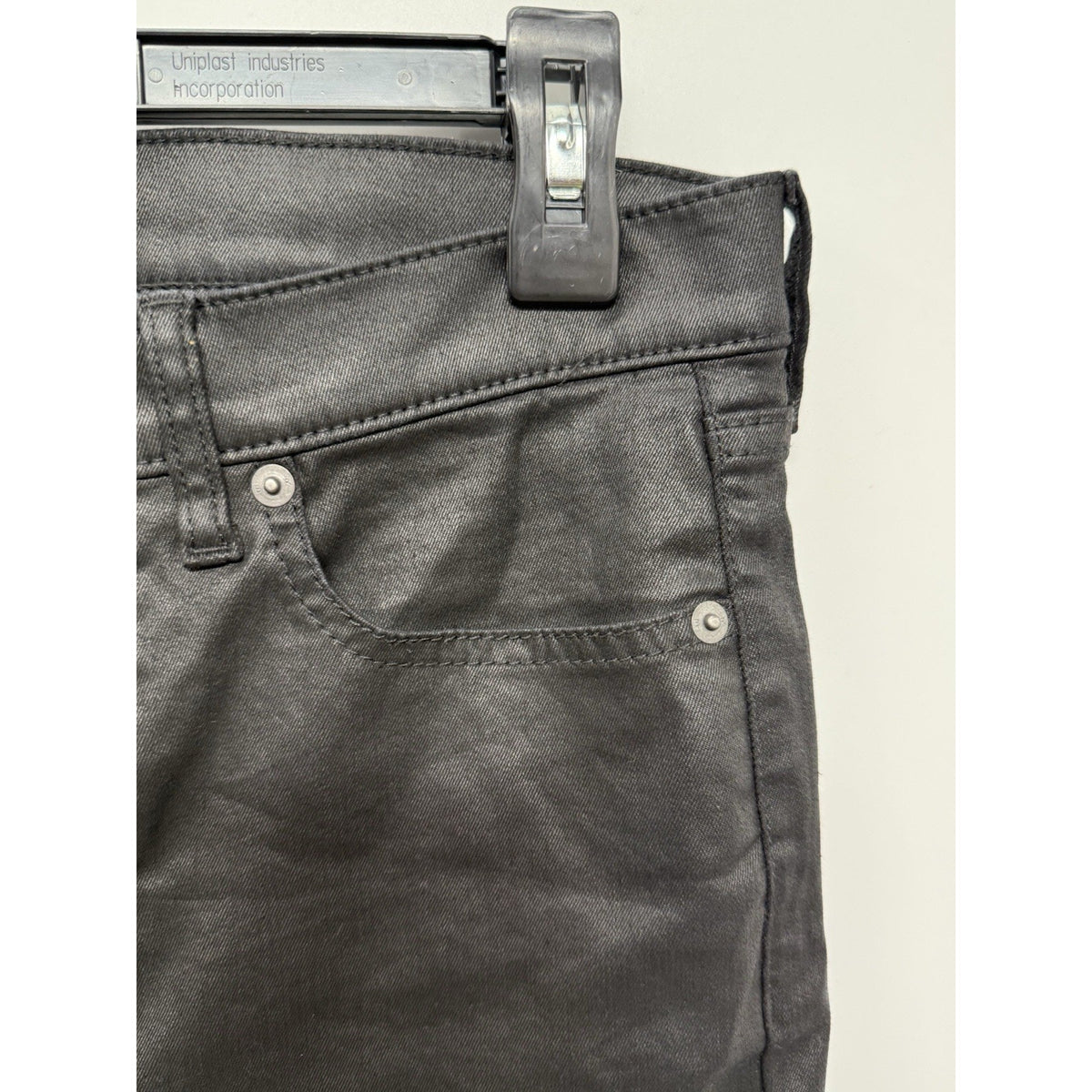 Banana Republic High Rise Slim Jeans 28/6 Black Coated Leather Look Stretch