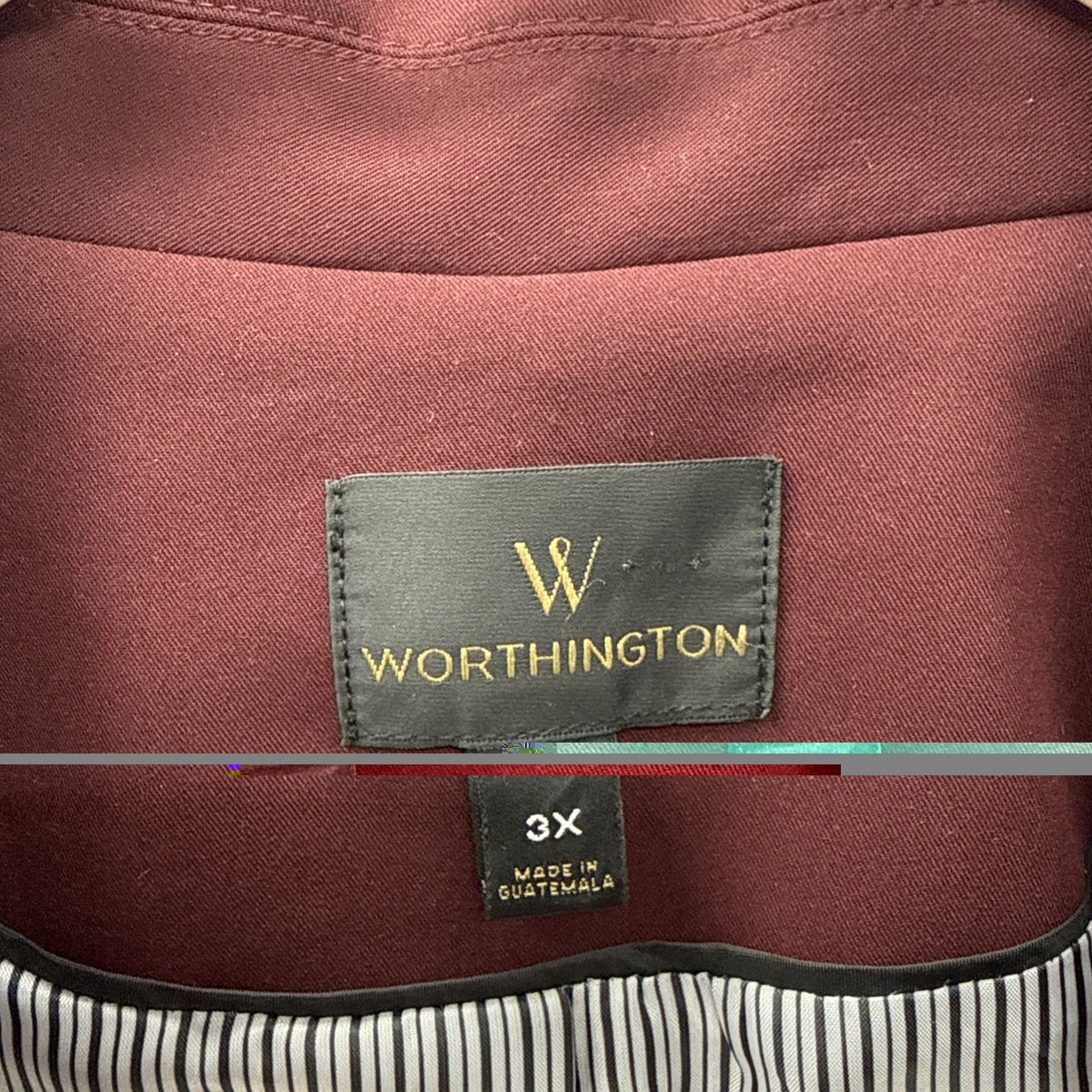 Worthington Blazer Women Plus Size3XL Burgundy Career Office Jacket Long Sleeve