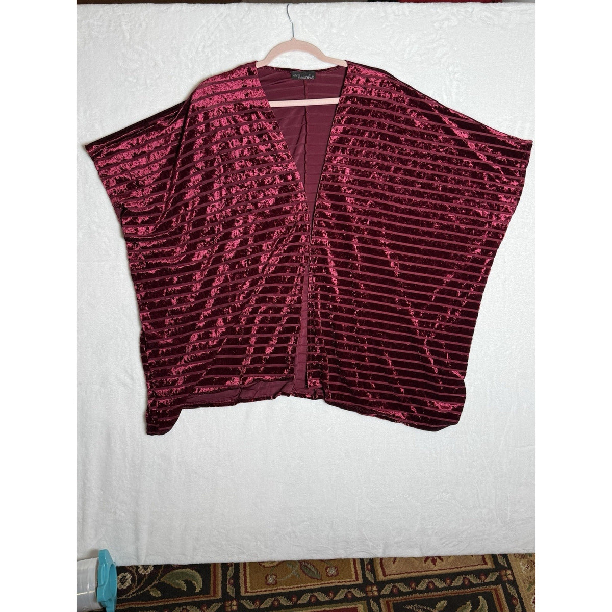 JM Fleurette Burgundy Velvet Burnout Kimono Boho Whimsigoth Dark Romantic M