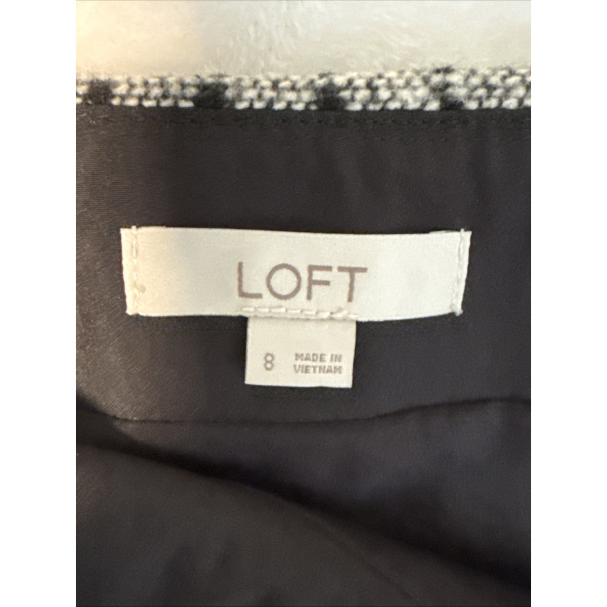 LOFT Women's Black White Geo Wool Blend Lined Mini Skirt Size 8