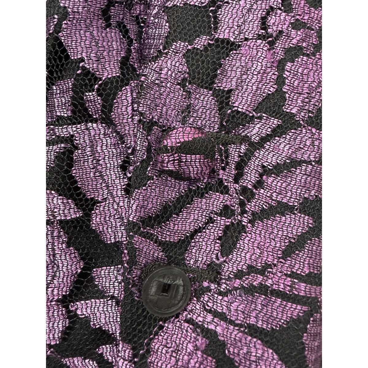 QPS Size 12 Purple Black Floral Brocade Blazer Jacket Pockets Lined Statement