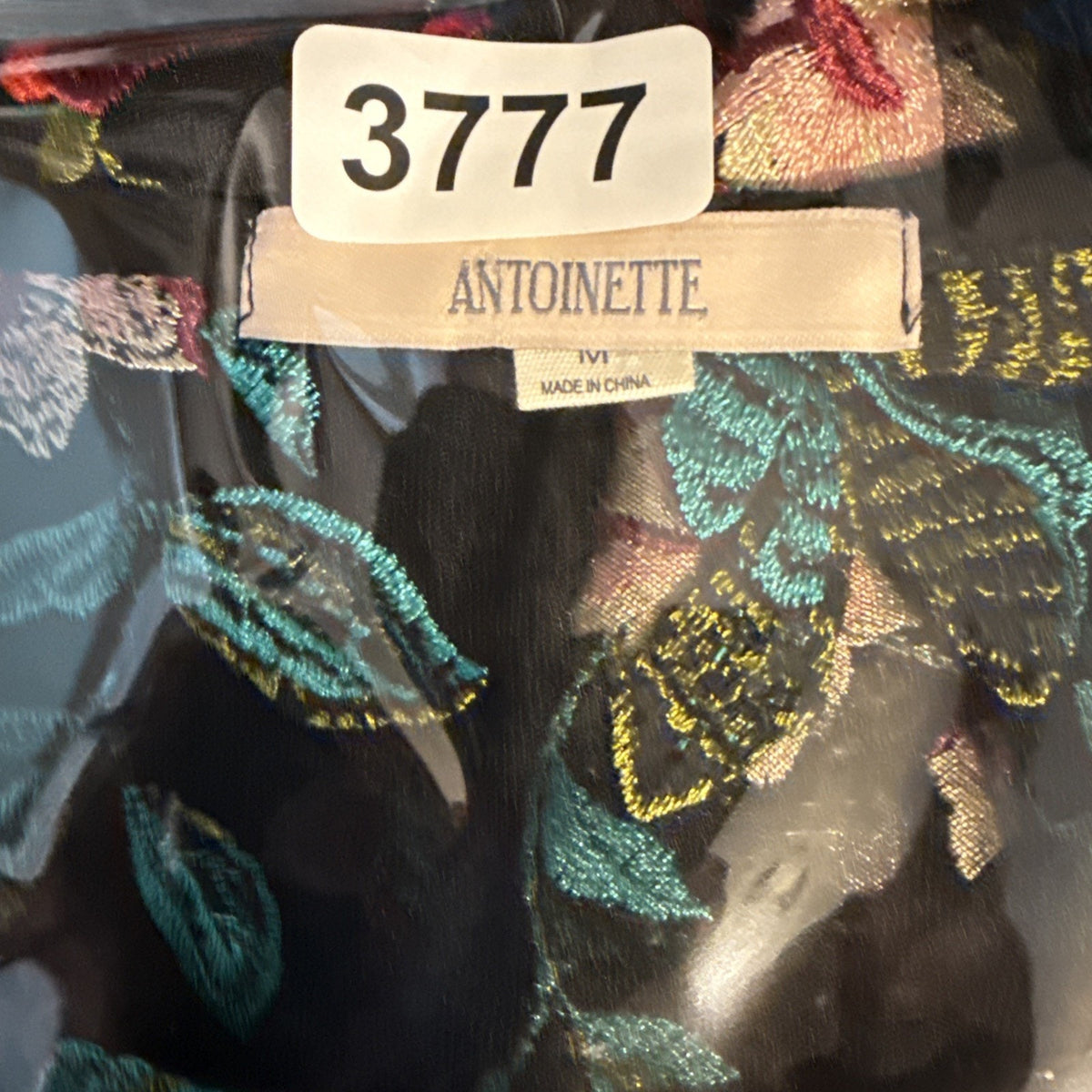 Antonette Embroidered Mesh Floral Tunic Top M Black Sheer Boho Romantic