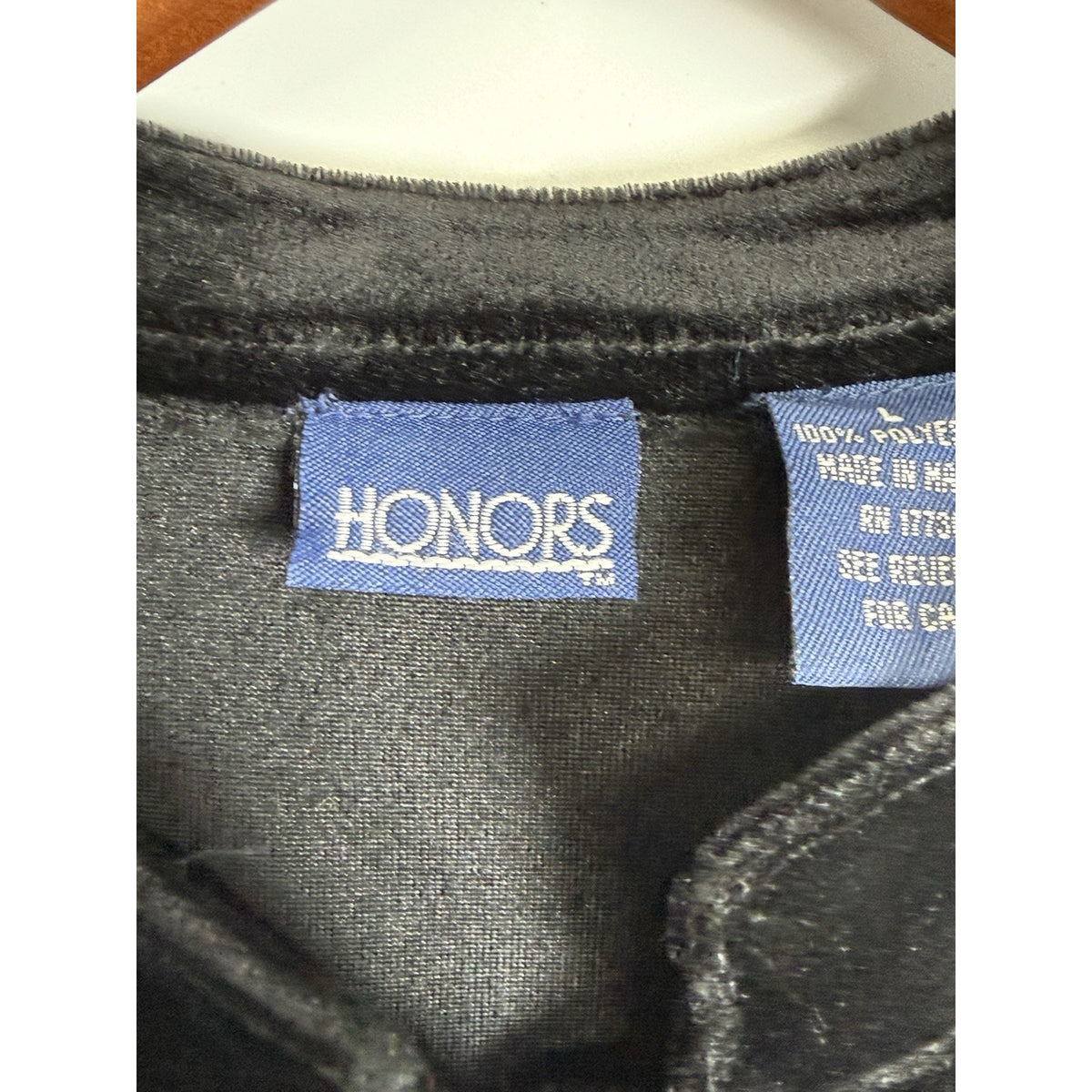 Vintage Honors Button Shirt Women's Black Suede Velour Y2K Collared Large