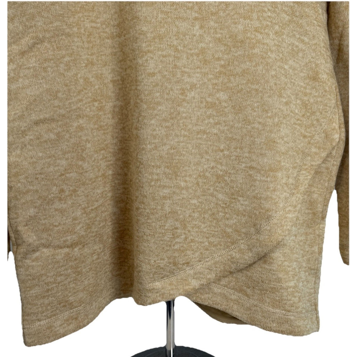 Lands’ End Cozy Cowl Neck Tunic Sweater Tan Soft Knit Women’s Medium RN 62830