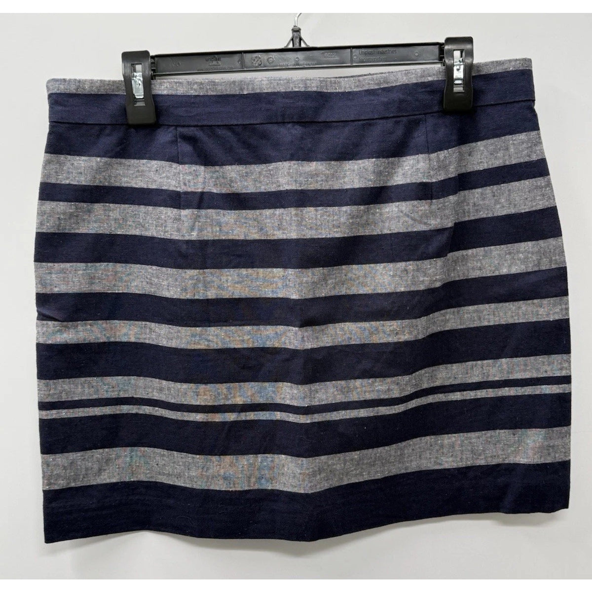NWT Linen Cotton Striped Mini Skirt Navy Chambray Size 8 Lined