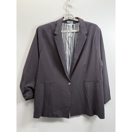 Catherine’s Black Curvy Right Fit Blazer Jacket 32W Brown One Button Career