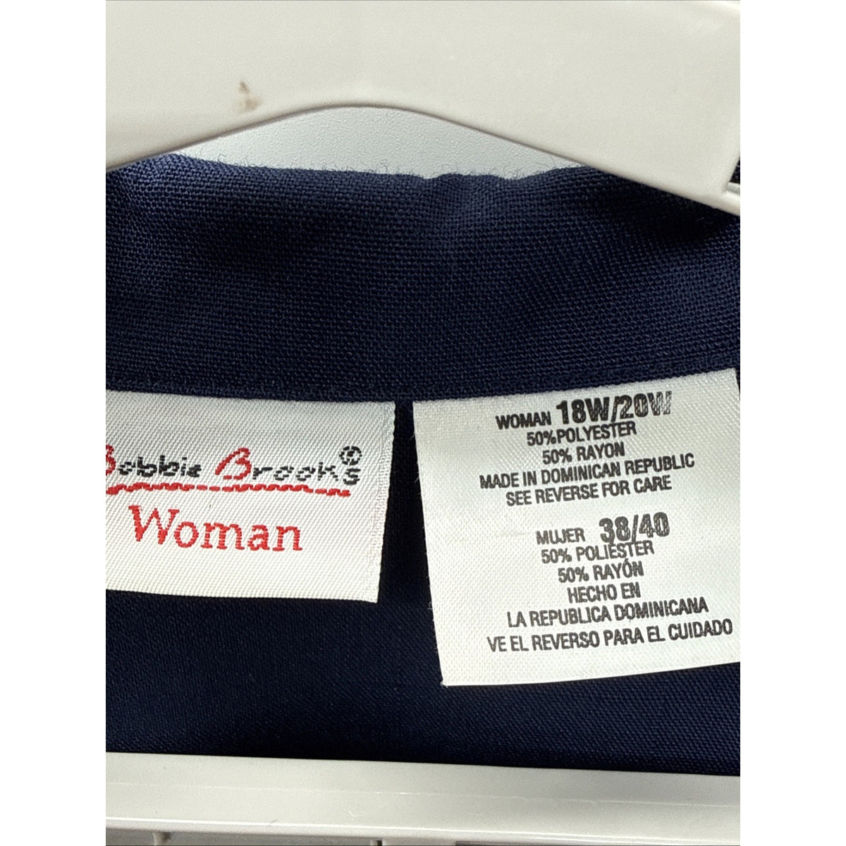 Bobbie Brooks Woman Blazer Jacket Plus Size 18W/20W Blue Long Sleeve One Button