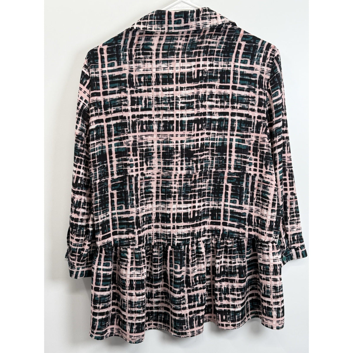 Investments Womens Small Abstract Print Peplum Tunic Blouse 3/4 Sleeve