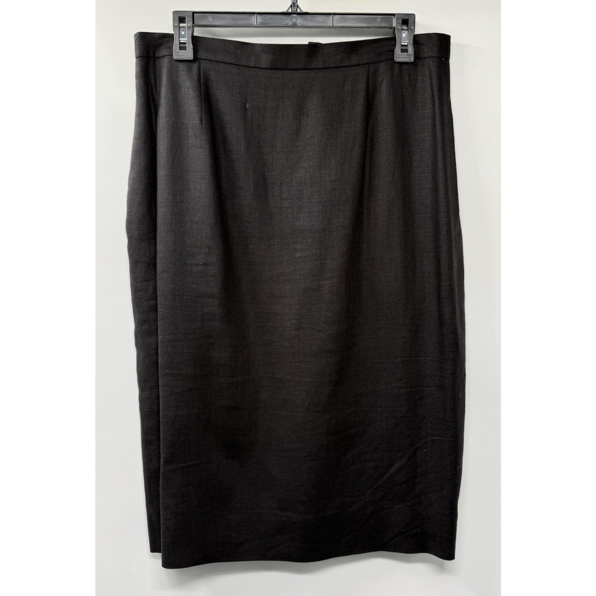 Women’s Unbranded Black 100% Linen Skirt Size 14 Lined Side Pockets Back Zipper