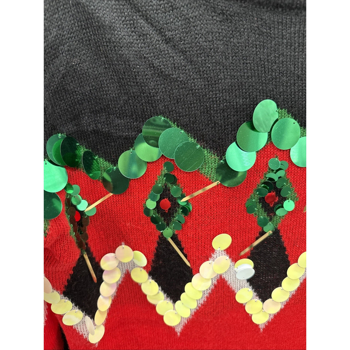 Holiday Time Sweater Tunic Womens XL 16-18 Multicolor Sequin Ugly Christmas Top