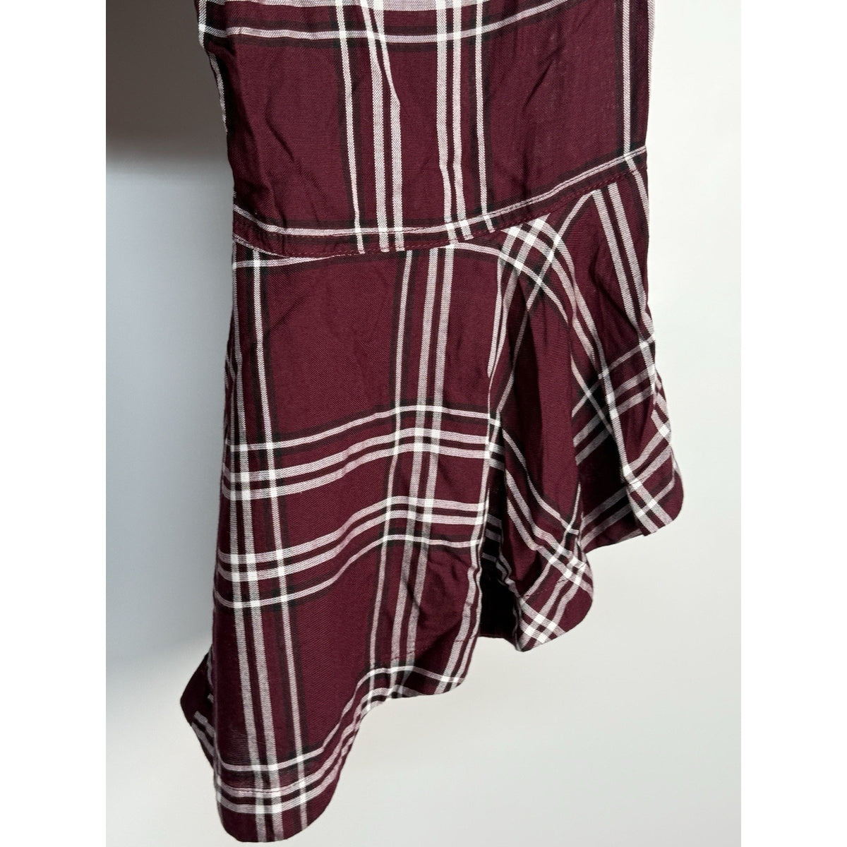 Cato Plaid Bell Sleeve Tunic Top Burgundy Button Front Women’s 22/24W Rayon
