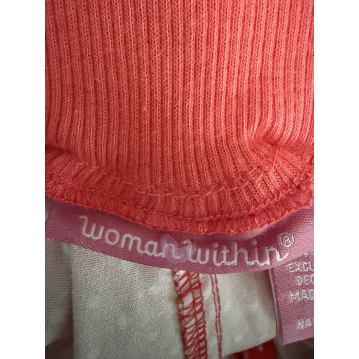 Woman Within 28W Pink Polka Dot Stretch Pants Natural Fit Tummy Control NWOT