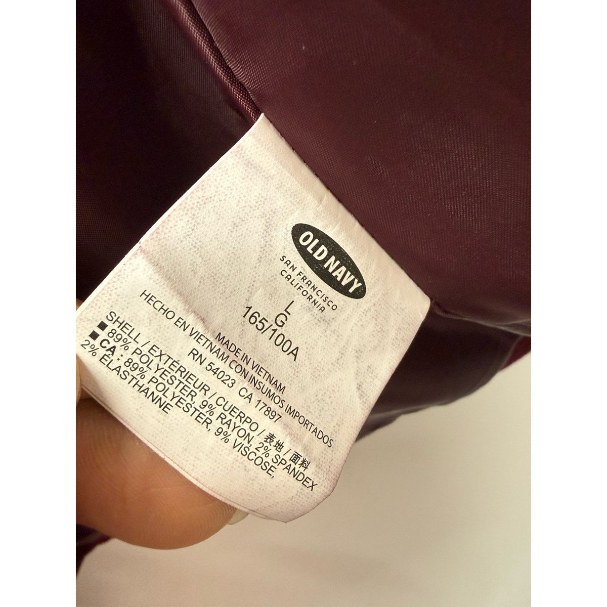 Old Navy Womens L Burgundy Coat Button Front Mock Neck Lined Career Jacket