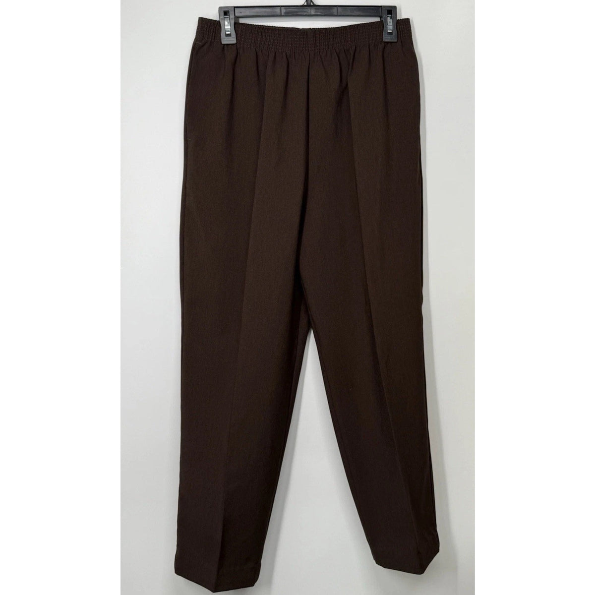 Alia Women’s Size 12 Brown Pull-On Pants Elastic Waist Side Pockets Polyester