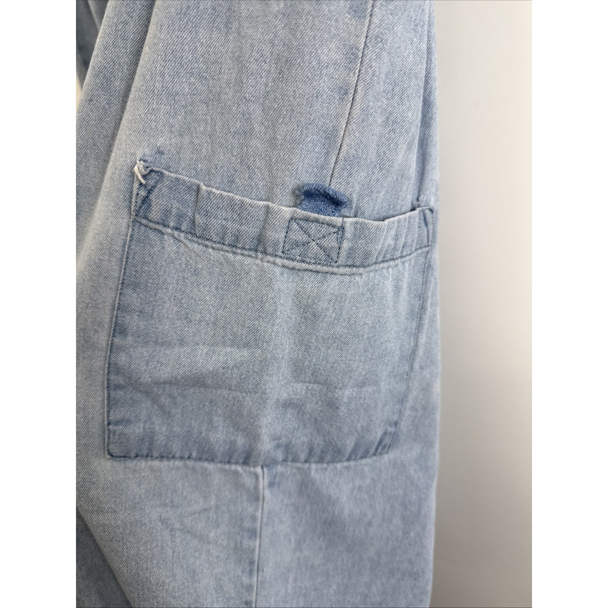 Basic Edition Jeans Women Large Pull On Draw String Waist Light Wash Normcore