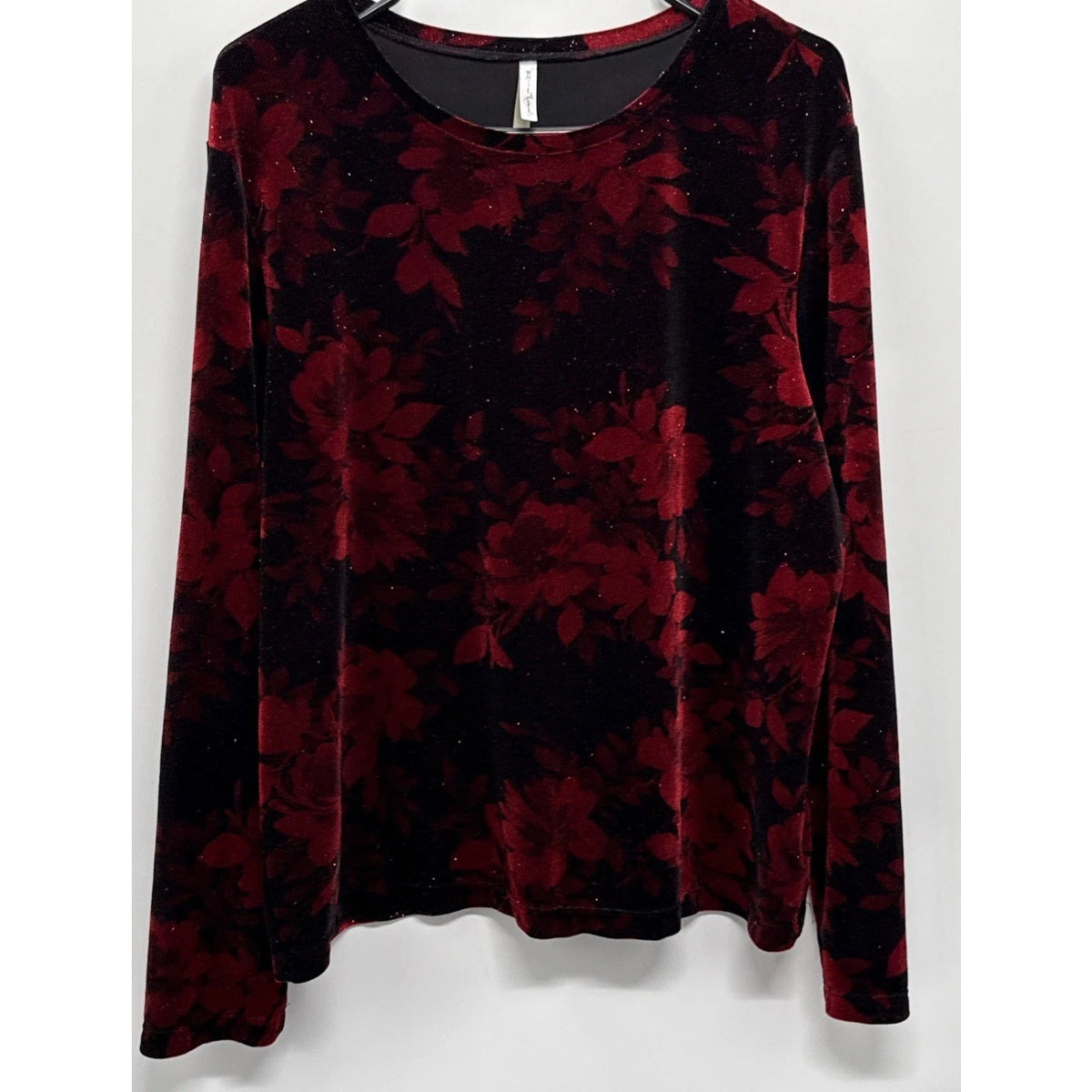 Floral Velvet Top Black Red Sparkly XL Dark Romantic Whimsigoth Fairy Grunge