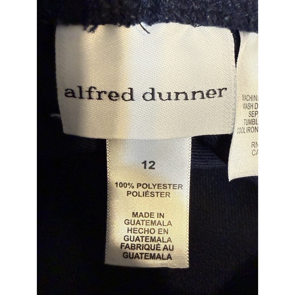 Alfred Dunner Women’s Pull On Dress Pants Sz 12 Navy Blue Elastic Waist Pockets