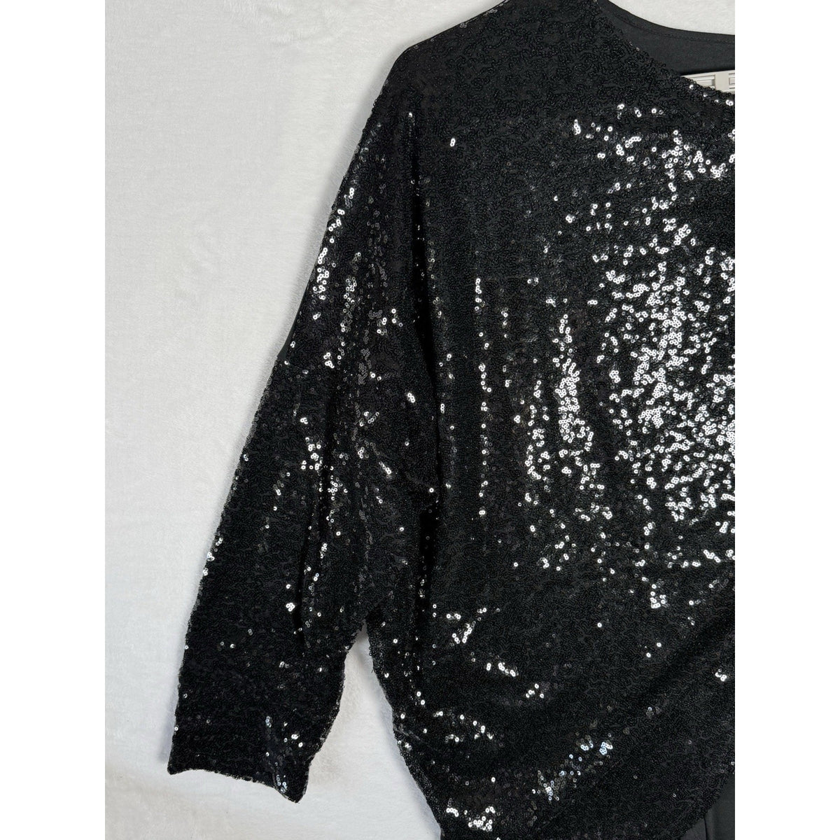 Roaman’s 18/20 L Black Sequin Colorblock Tunic Top Plus Size Party Evening