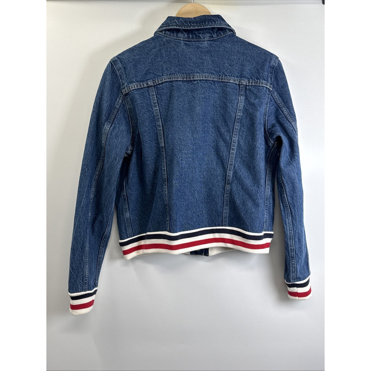 Levi’s Denim Trucker Jacket Womens XL NWT Stripe Rib Trim Americana Classic