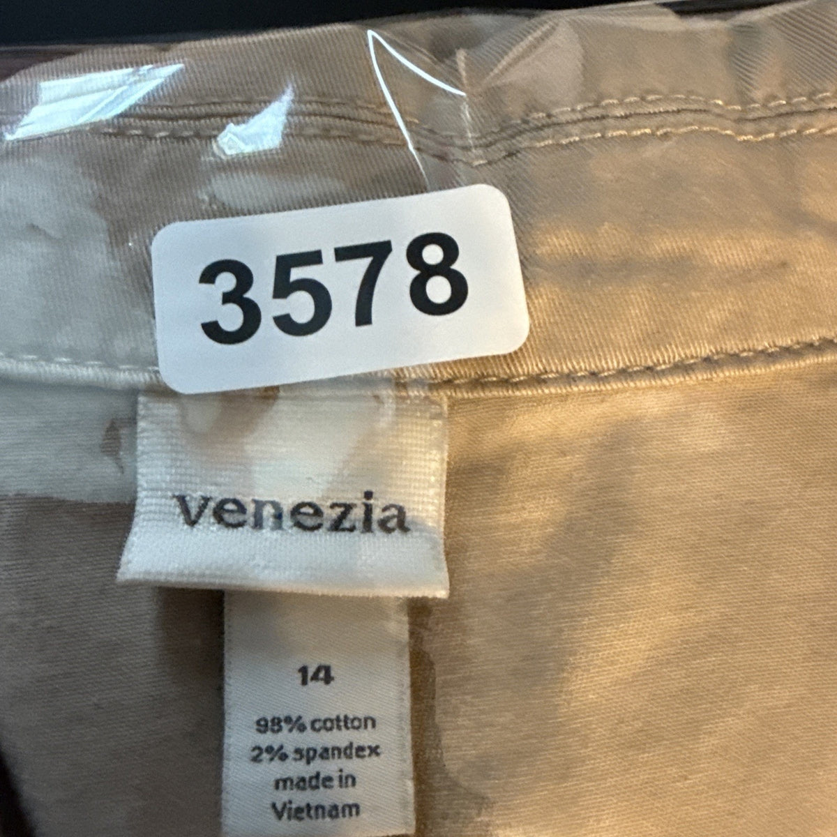 Venezia Womens Jacket Size 14 Khaki Tan Stretch Cotton Utility Career 3 Button