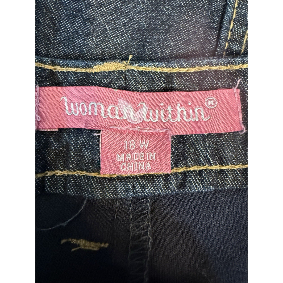 Woman Within Denim Skirt 18W Dark Wash Cotton Blend Pockets Knee Length
