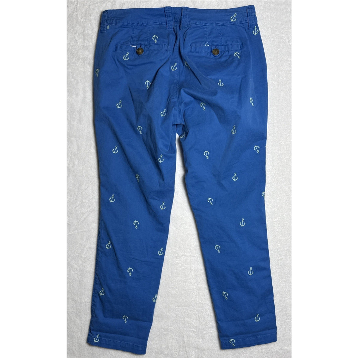 Old Navy Womens Size 4 Blue/Green Anchor Pants Cotton Blend Stretch Chino Pants
