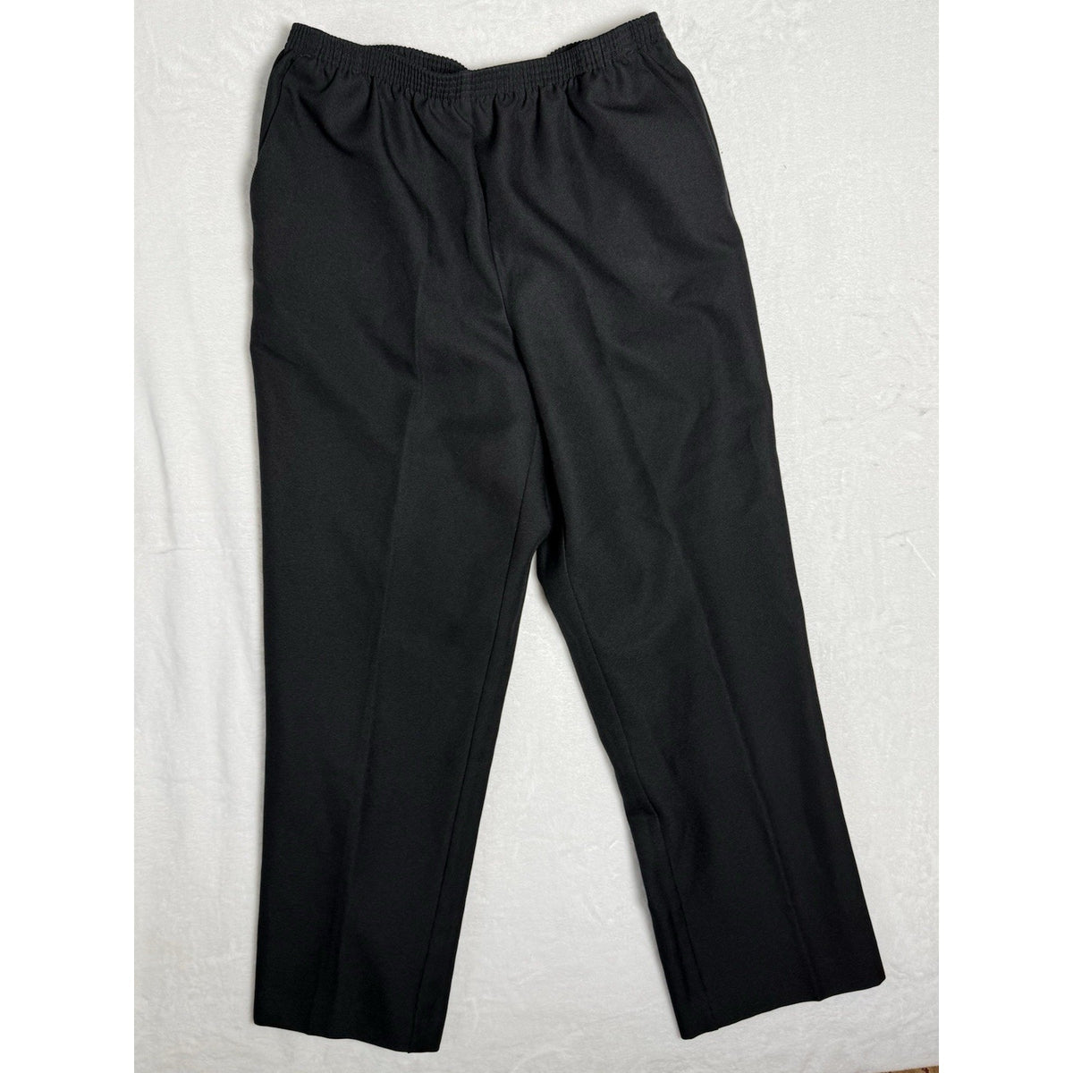 Alfred Dunner Black Pull On Pants Women’s 12 Straight Leg Elastic Waist 29.5