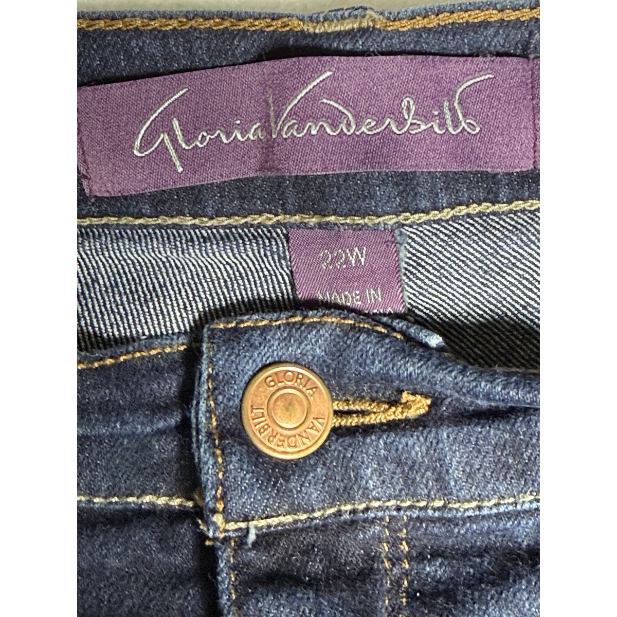Gloria Vanderbilt Amanda Jeans Womens 22W Average Dark Wash Straight Leg Stretch