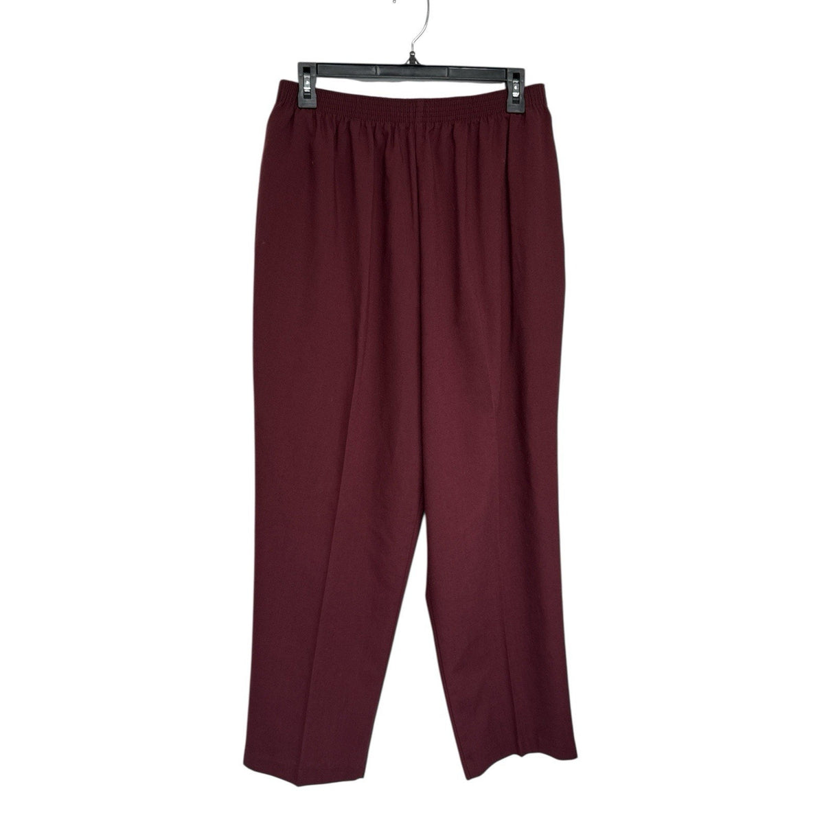 BONWORTH Women's Wine Pull-on Dress Pants SZ L Petite Elastic Waist Pockets