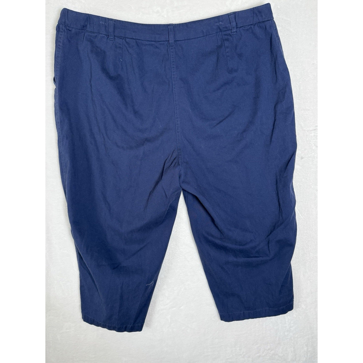 Woman Within Womens 24W Blue Stretch Capri Pants Cotton Plus Size Casual Pockets