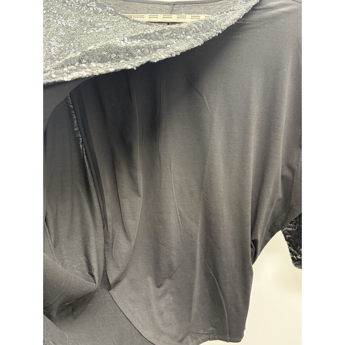 Roaman’s 18/20 L Black Sequin Colorblock Tunic Top Plus Size Party Evening