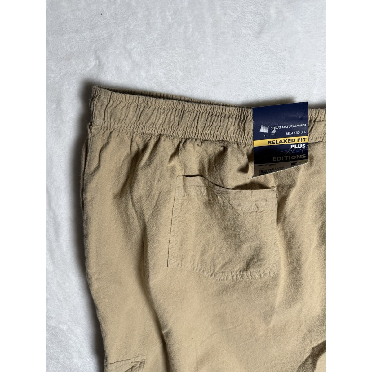 Basic Editions Womens 2X Khaki Cargo Shorts Elastic Waist Cotton Relaxed NWT