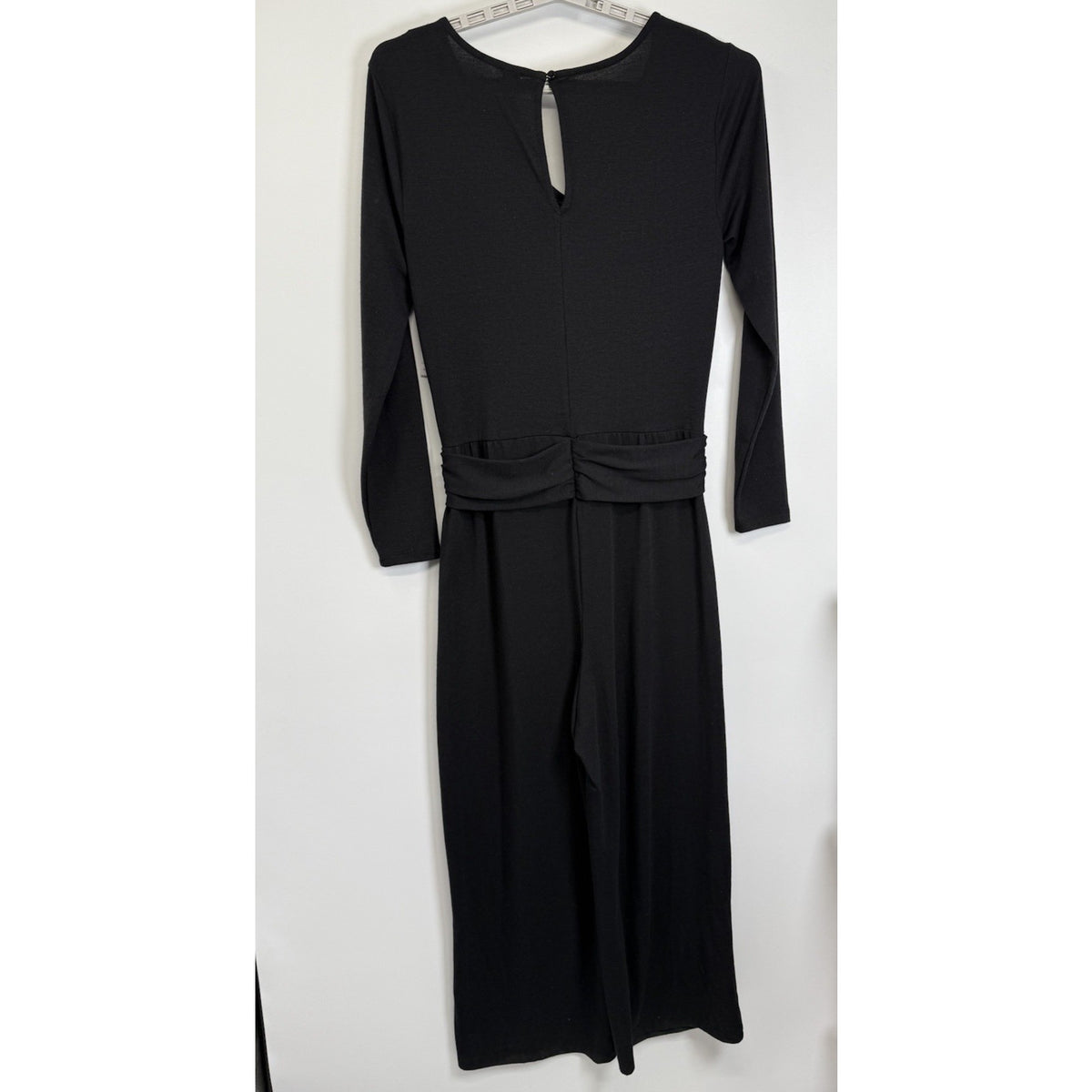 Old Navy Woman's Black Jumpsuit/Jumper Faux Wrap Wide Leg Size Large Casual