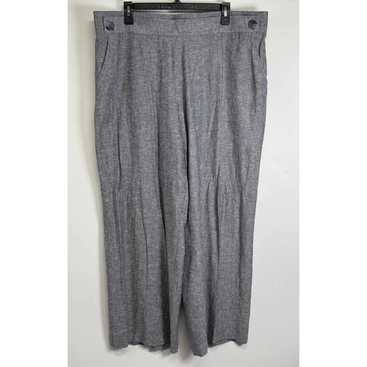 Zac & Rachel Women’s 2X Gray Linen Blend Pull On Pants Elastic Waist